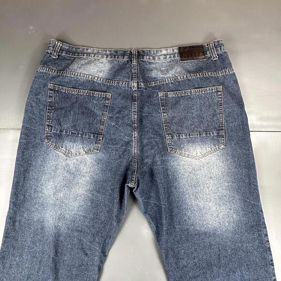 Enyce Jeans Mens 44x34 Blue Dark Wash Baggy Relaxed Wide Leg Street Smoke Rising - Picture 7 of 7